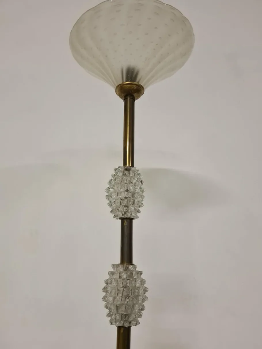 Hot Pamono Floor Lamp in Rostrato Glass attributed to Barovier & Toso, 1940s