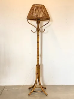 Best Pamono Floor Lamp in Rush and Bamboo, 1970s