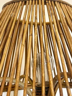 Best Pamono Floor Lamp in Rush and Bamboo, 1970s