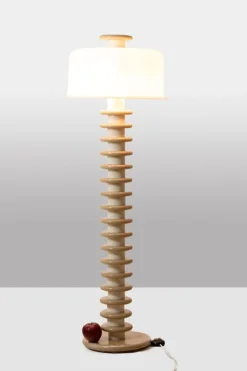 Best Pamono Floor Lamp in White and Beige Lacquered Wood by Ettore Sottsass, 1990s