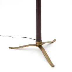Sale Pamono Floor Lamp with Brass Base and Parchment Lampshade, 1940s