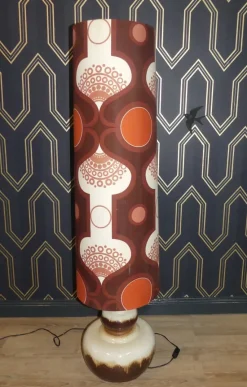 Discount Pamono Floor Lamp with Ceramic Base and Space Age Shade, 1970s