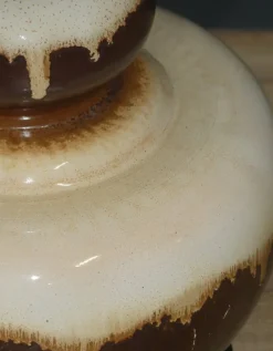 Discount Pamono Floor Lamp with Ceramic Base and Space Age Shade, 1970s