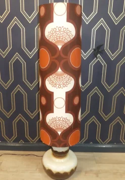 Discount Pamono Floor Lamp with Ceramic Base and Space Age Shade, 1970s