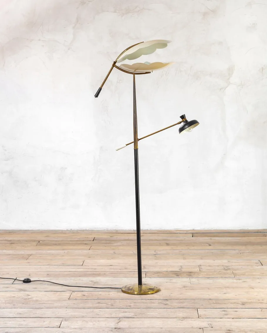 Hot Pamono Floor Lamp with Diffusers attributed to Angelo Lelii for Arredoluce, 1960s