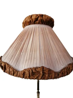 Sale Pamono Floor Lamp with Fabric and Velvet Lampshade, 1950s