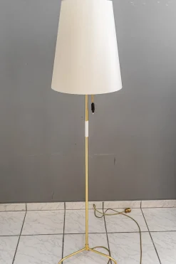Discount Pamono Floor Lamp with Fabric Shade from Rupert Nikoll, Vienna, 1950s