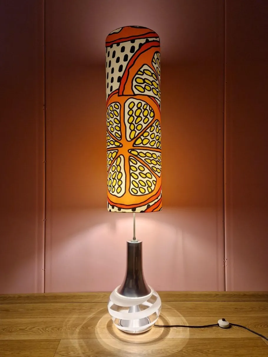 Clearance Pamono Floor Lamp with Illuminated Glass Base from Doria Leuchten, 1960s