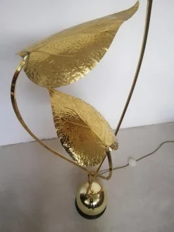 New Pamono Floor Lamp with Large Brass Leaves by Carlo Giorgi for Bottega Gadda, 1970s