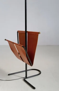 Pamono Floor Lamp with Magazine Rack from Mado Jolain, France, 1956