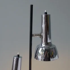 Sale Pamono Floor Lamp with Movable Chrome & Black Cylindrical Shades, 1960s