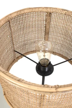 New Pamono Floor Lamp with New Rattan Shade, 1950s