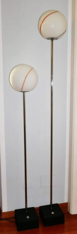 Discount Pamono Floor Lamps Model Tallo 150 and Tallo 193 in Murano Glass by Roberto Pamio for Leucos, Italy, 1972, Set of 2