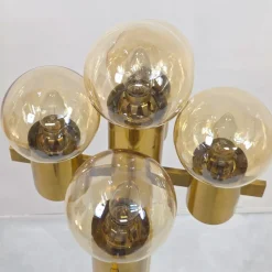 Clearance Pamono Floor Light in Brass and Glass attributed to Gaetano Sciolari for Sciolari, 1970s