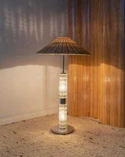 Pamono Floor or Table Lamp with Illuminated Glass Body by Richard Essig, 1960s