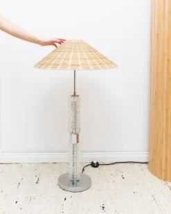 Pamono Floor or Table Lamp with Illuminated Glass Body by Richard Essig, 1960s