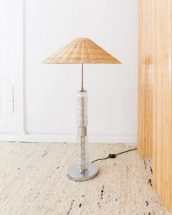 Pamono Floor or Table Lamp with Illuminated Glass Body by Richard Essig, 1960s