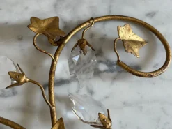 Best Pamono Florentine Gilt Wall Sconces with Glass Ivy Leaves, 1970s, Set of 2