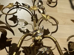 Best Pamono Florentine Gilt Wall Sconces with Glass Ivy Leaves, 1970s, Set of 2