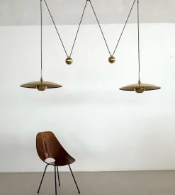 Best Pamono Florian Schulz Double Onos 55 Pendant Lights with Adjustable Counter Weights in Full Brass, 2000s