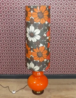 Best Pamono Flower Power Floor Lamp with Orange Illuminated Glass Base, 1970s