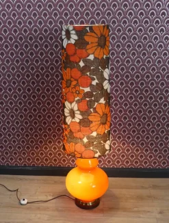 Best Pamono Flower Power Floor Lamp with Orange Illuminated Glass Base, 1970s