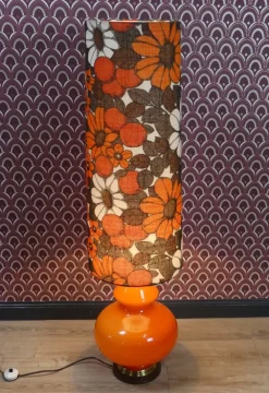 Best Pamono Flower Power Floor Lamp with Orange Illuminated Glass Base, 1970s