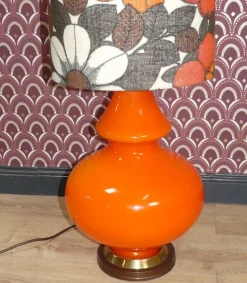Best Pamono Flower Power Floor Lamp with Orange Illuminated Glass Base, 1970s