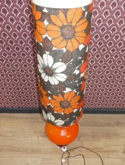 Best Pamono Flower Power Floor Lamp with Orange Illuminated Glass Base, 1970s
