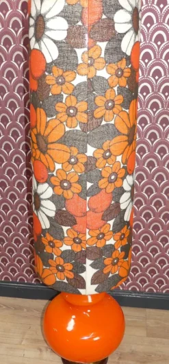 Best Pamono Flower Power Floor Lamp with Orange Illuminated Glass Base, 1970s