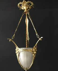 Clearance Pamono French Art Deco Bronze and Glass Pendant, Paris, France, 1920s