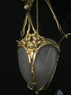 Clearance Pamono French Art Deco Bronze and Glass Pendant, Paris, France, 1920s