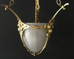 Clearance Pamono French Art Deco Bronze and Glass Pendant, Paris, France, 1920s