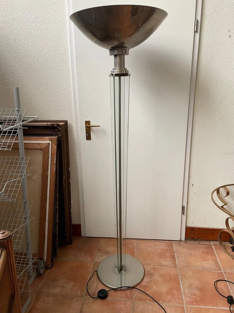Hot Pamono French Art Deco Floor Lamp in the style of Jacques Adnet, 1930s
