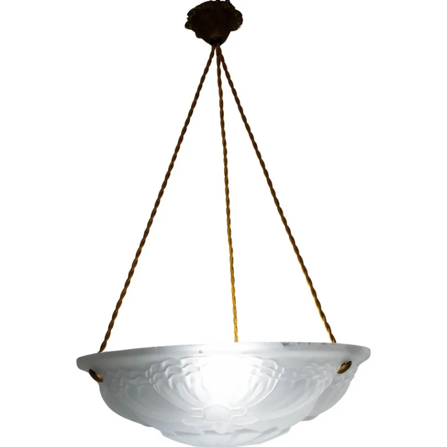 Clearance Pamono French Art Deco Lustre Glass Ceiling Pendant, 1930s
