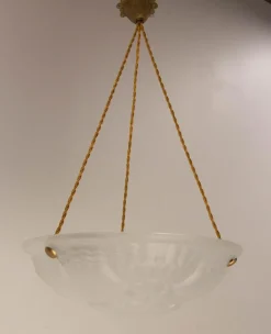 Clearance Pamono French Art Deco Lustre Glass Ceiling Pendant, 1930s