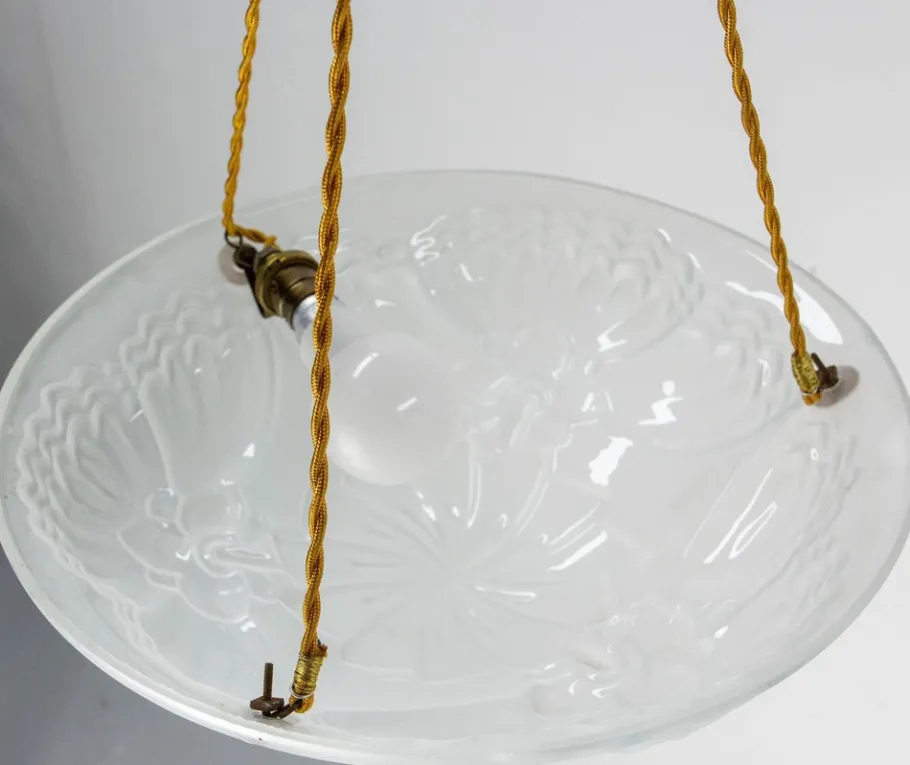 Clearance Pamono French Art Deco Lustre Glass Ceiling Pendant, 1930s