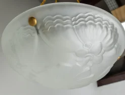 Clearance Pamono French Art Deco Lustre Glass Ceiling Pendant, 1930s