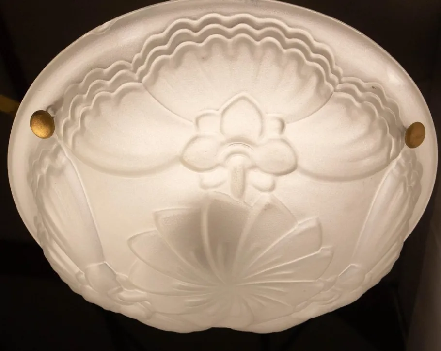 Clearance Pamono French Art Deco Lustre Glass Ceiling Pendant, 1930s