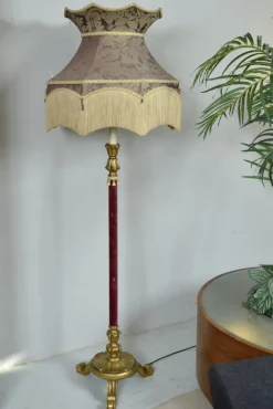 Discount Pamono French Baroque Style Boudoir Standard Floor Lamp in Giltwood with Tassel Fringe, 1930s