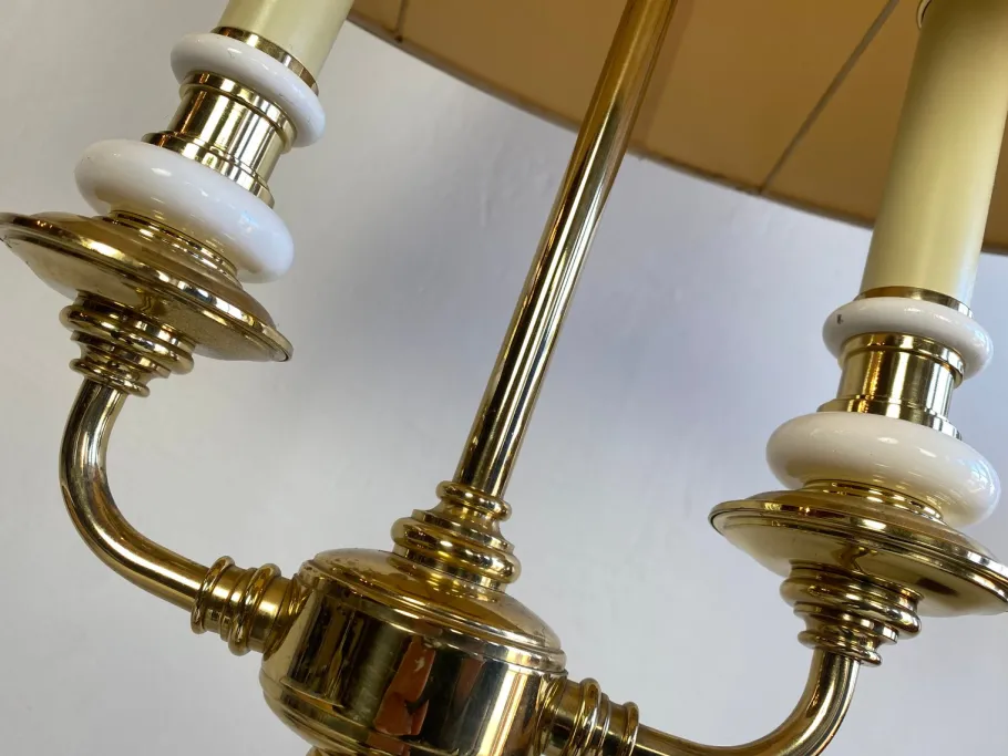Best Pamono French Brass and Porcelain Bouillotte Floor Lamp