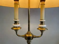 Best Pamono French Brass and Porcelain Bouillotte Floor Lamp