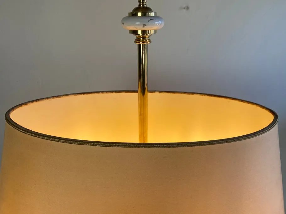 Best Pamono French Brass and Porcelain Bouillotte Floor Lamp