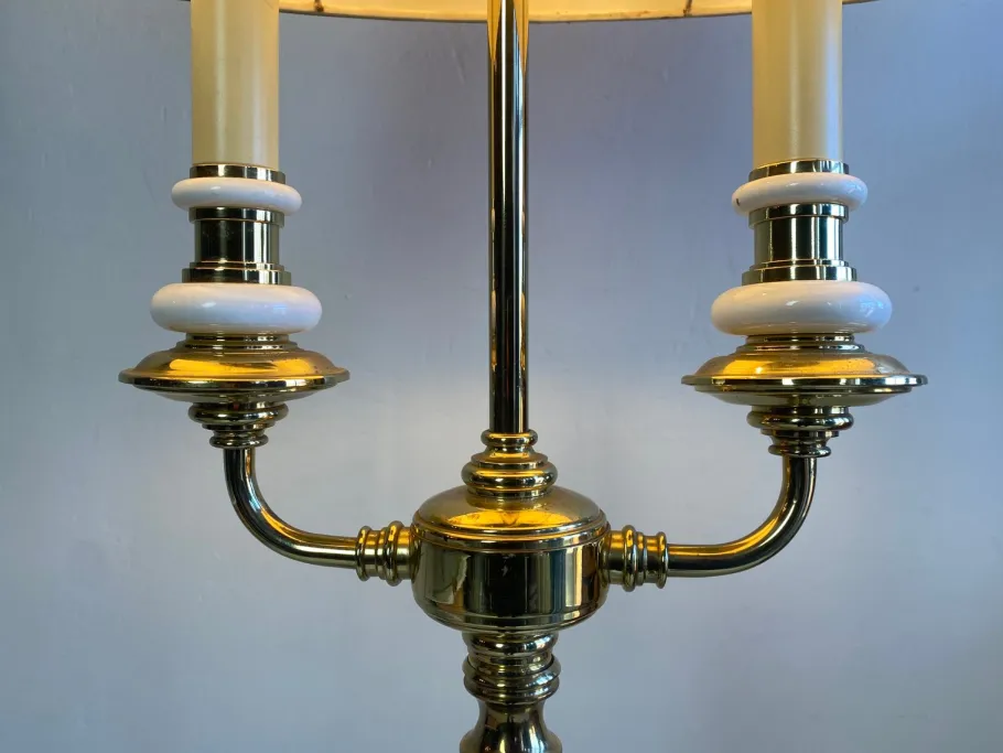 Best Pamono French Brass and Porcelain Bouillotte Floor Lamp