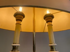 Best Pamono French Brass and Porcelain Bouillotte Floor Lamp