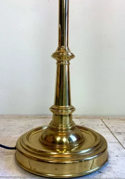 Best Pamono French Brass and Porcelain Bouillotte Floor Lamp