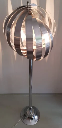 Best Pamono French Chrome Moon Floor Lamp by Henri Mathieu, 1970s