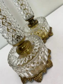 Clearance Pamono French Cut Glass or Crystal Table Lamps, 1950s, Set of 2