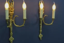 Best Pamono French Empire Style Gilt Bronze 2-Light Sconces, Early 20th Century, Set of 2