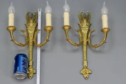 Best Pamono French Empire Style Gilt Bronze 2-Light Sconces, Early 20th Century, Set of 2